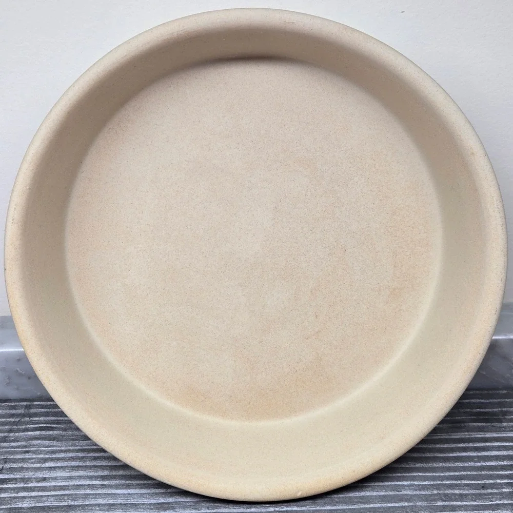 Pampered Chef 8 inch Deep Dish Natural Stoneware Pie Plate Family Heritage USA
